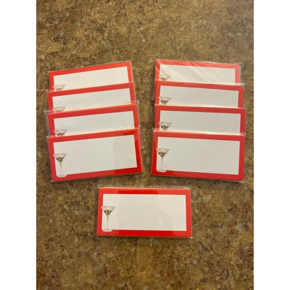 Martini Red Border Flat Place Cards Set of 90 - Picture 1 of 3